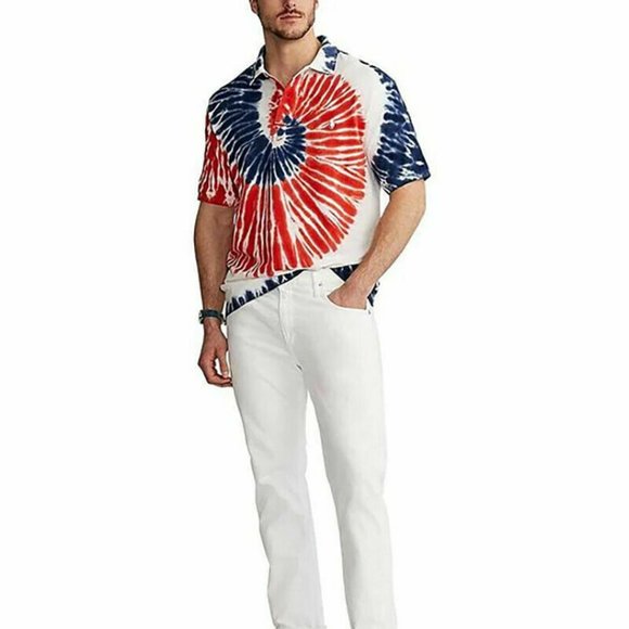 Polo Ralph Lauren Custom Slim-Fit Basic Mesh Americana Tie-Dye Polo - Picture 1 of 5